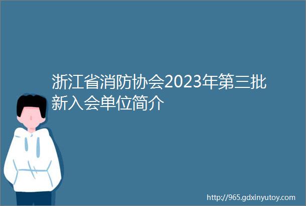 浙江省消防协会2023年第三批新入会单位简介